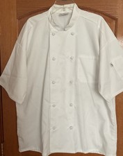 Uncommon Threads White Chef Coat Buttons White Short Sleeve ,XL