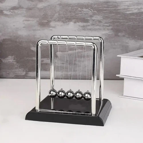 1 Piece Non-Slip Stainless Steealance Ball Physics Science Pendulum Desk Fun Toy - Image 1 of 5