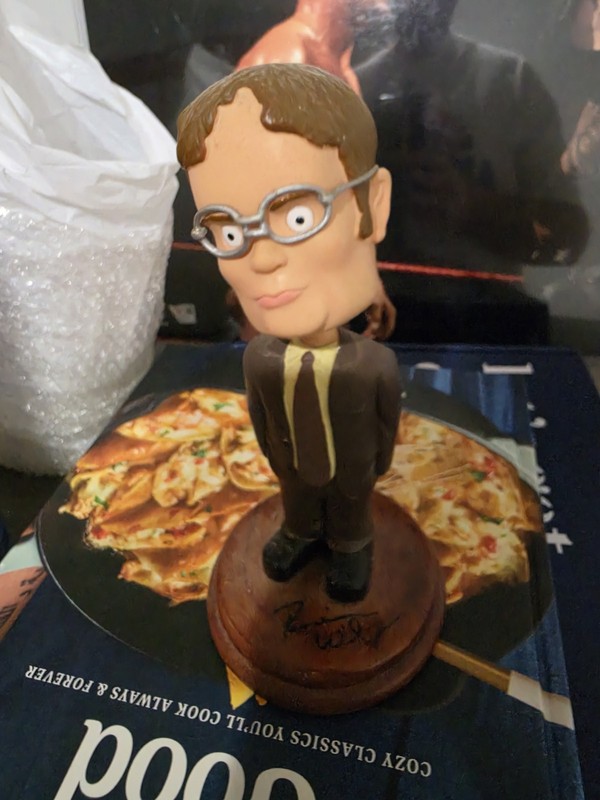Dwight Shrutt Bobble Head Autographed By Rainn Wilson Not In Original Box