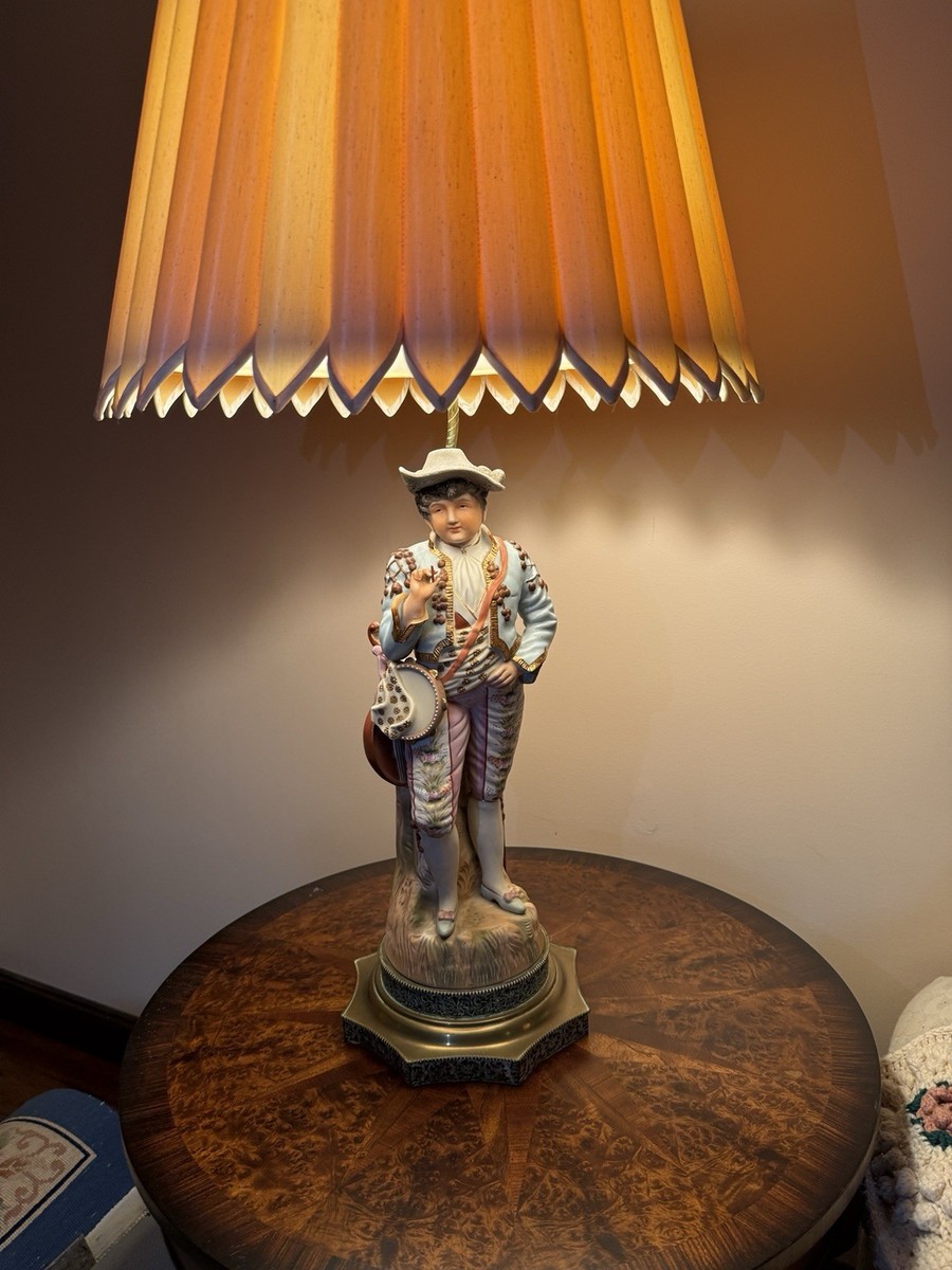 Vintage Porcelain Figurine Table Lamp –European Gentleman with