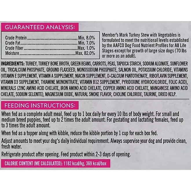 Member's Mark рагу из индейки с овощами влажный корм для собак, 11 унций, 24 коробки - Изображение 2 из 4