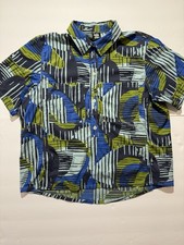 REI Co-op Shirt Womens Medium Button Up Outdoor Hiking Blue Green Pattern