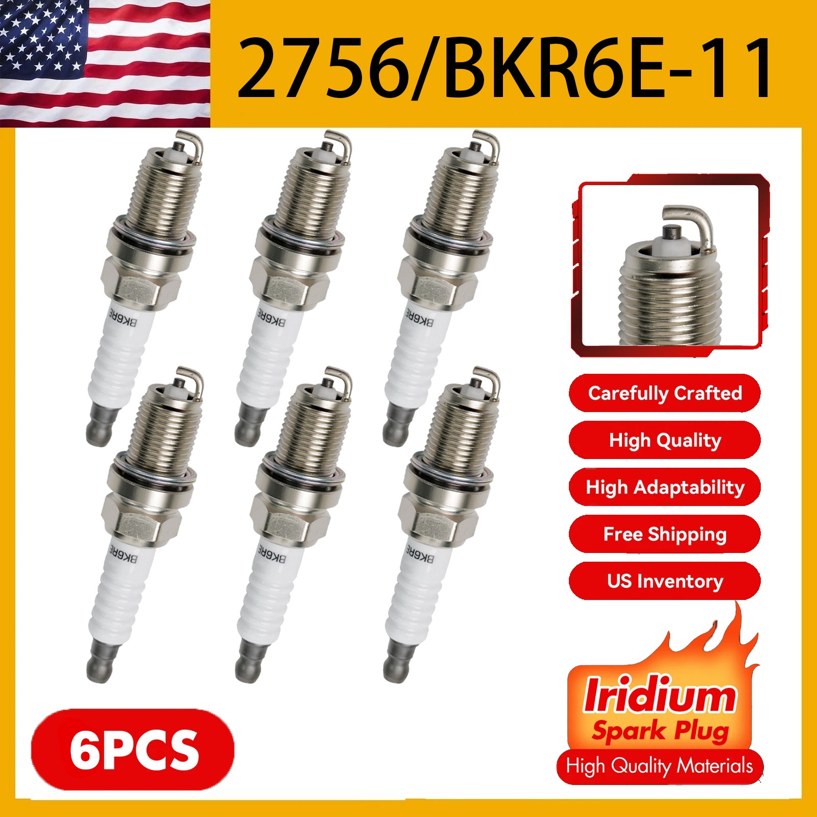 Set of 6 Upgrade Spark Plugs For 2011-2020 Mitsubishi Outlander Sport 2.0L l4