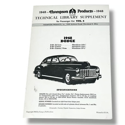 Thompson Products Technical Library Supplement 1948 Dodge Cars DX