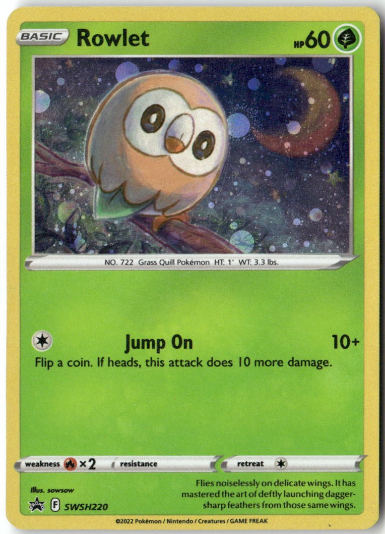 Rowlet SWSH220 Holo Promo Sword & Shield Promo Pokemon Moderately Played