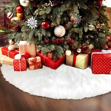 Christmas Tree Skirt, 60 inches Snow White Tree Skirt Decoration for Xmas Fau...