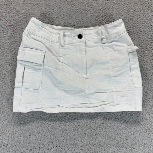 Ava & Ever White Size 8 Cargo Pockets Cotton Blend Utility Gorpcore Mini Skirt