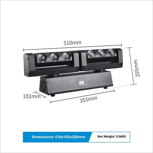 Striscia LED RGBW 6x20W, Testa Mobile a Due Bracci, Illuminazione  DMX, AUTO - Afbeelding 1 van 5