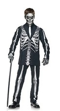 Underwraps Skeleton Suit Costume Kids Size Medium Halloween - No Gloves