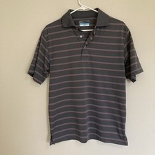 PGA Tour Men's Airflux Short Sleeve Golf Polo Shirt Gray Striped Size Small