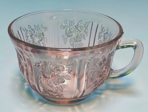 Sharon Pink Cabbage Rose Federal Depression Glass Tea Coffee Cup 6 oz