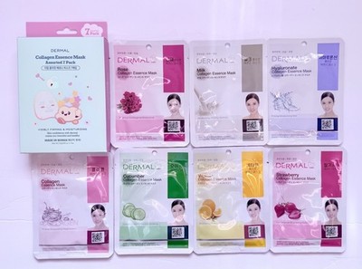 DERMAL Collagen Essence Mask Assorted 7 Pack K Beauty Product Box New Sealed