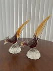 2 Vintage Murano Glass Pheasant
