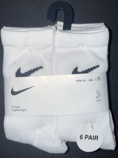 Nike Youth Athletes Kids Crew Cut Socks 6 Pairs 7c-10C Shoe Size 4-5 White