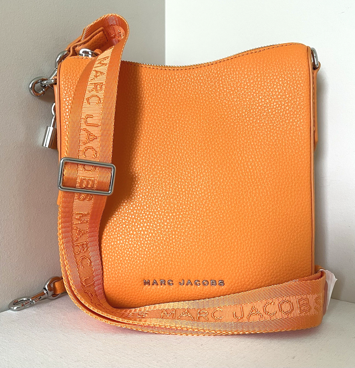 New Marc Jacobs Drifter Swing Pack Crossbody Leather Bag Tangerine