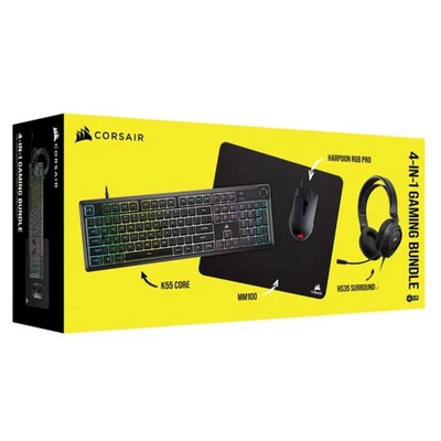 Corsair 4 in 1 Gaming Bundle K55 Core Keyboard RGB Mouse H535 Headset Harpoon !! - Image 1 of 4