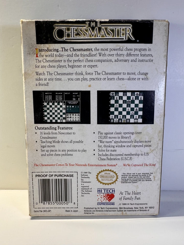 Chessmaster (Nintendo NES, 1990) COMPLETE CIB Cart is PRISTINE Authentic. - Image 3 of 4