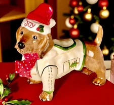 Blue Sky Clayworks 2025 Christmas JOY Dachshund Figurine NEW Auth Retailer