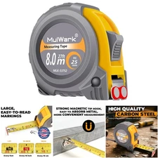 26ft Measuring Tape Metric Imperial Dual Sided Metal Blade Construction Tool