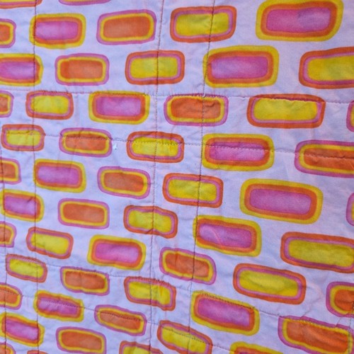 Trapunta Project Linus bambino 33" x 33" fatta a mano rosa bianco arancio giallo bianco - Foto 4 di 11