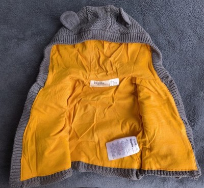 Lupilu Baby Strickjacke Gr. 50/56 Dunkelgrau mit  Kapuze & Bärenohren
