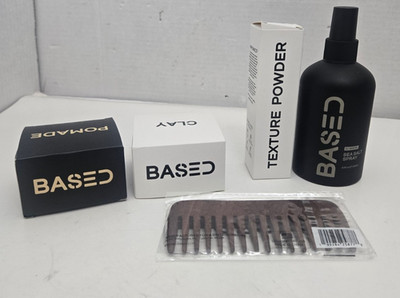 BASED Lot Clay Sea Salt Spray Pomade Texture Powder Comb