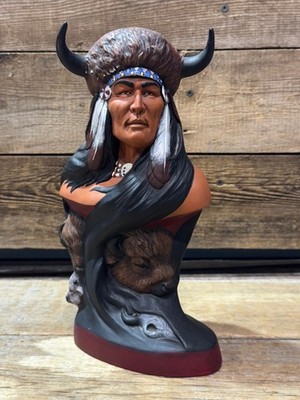 1999 Francisco Romero, Ceramic Native American, Indian Chief, ''Buffalo Memories''