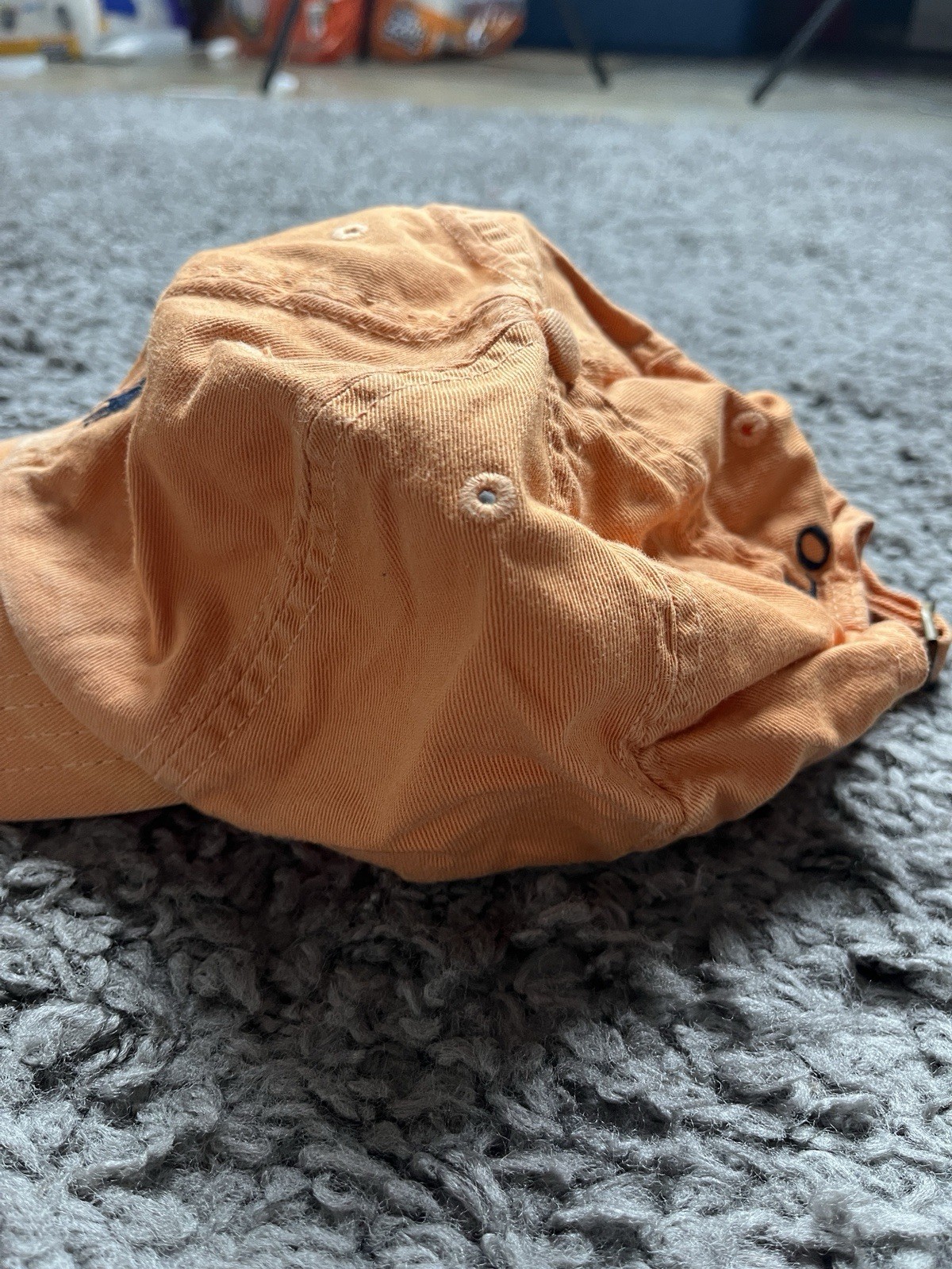 Cappello Polo Vintage Ralph Lauren Berretto Cinghia Schiena Arancione Pony Regolabile Baseball Uomo