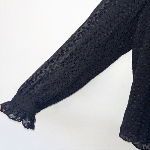 Top Rebecca Taylor nuovo con etichette clip ghepardo misto seta taglia 10 blusa manica lunga carriera - Foto 6 di 8
