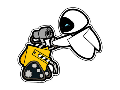 Wall-E And Eve High Five Animated Cartoon Sticker Waterproof Vinyl Decal Die-Cut