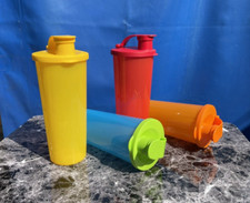 TUPPERWARE TUMBLERS with FLIP TOP LIDS 16oz SET OF 4 Multicolor New