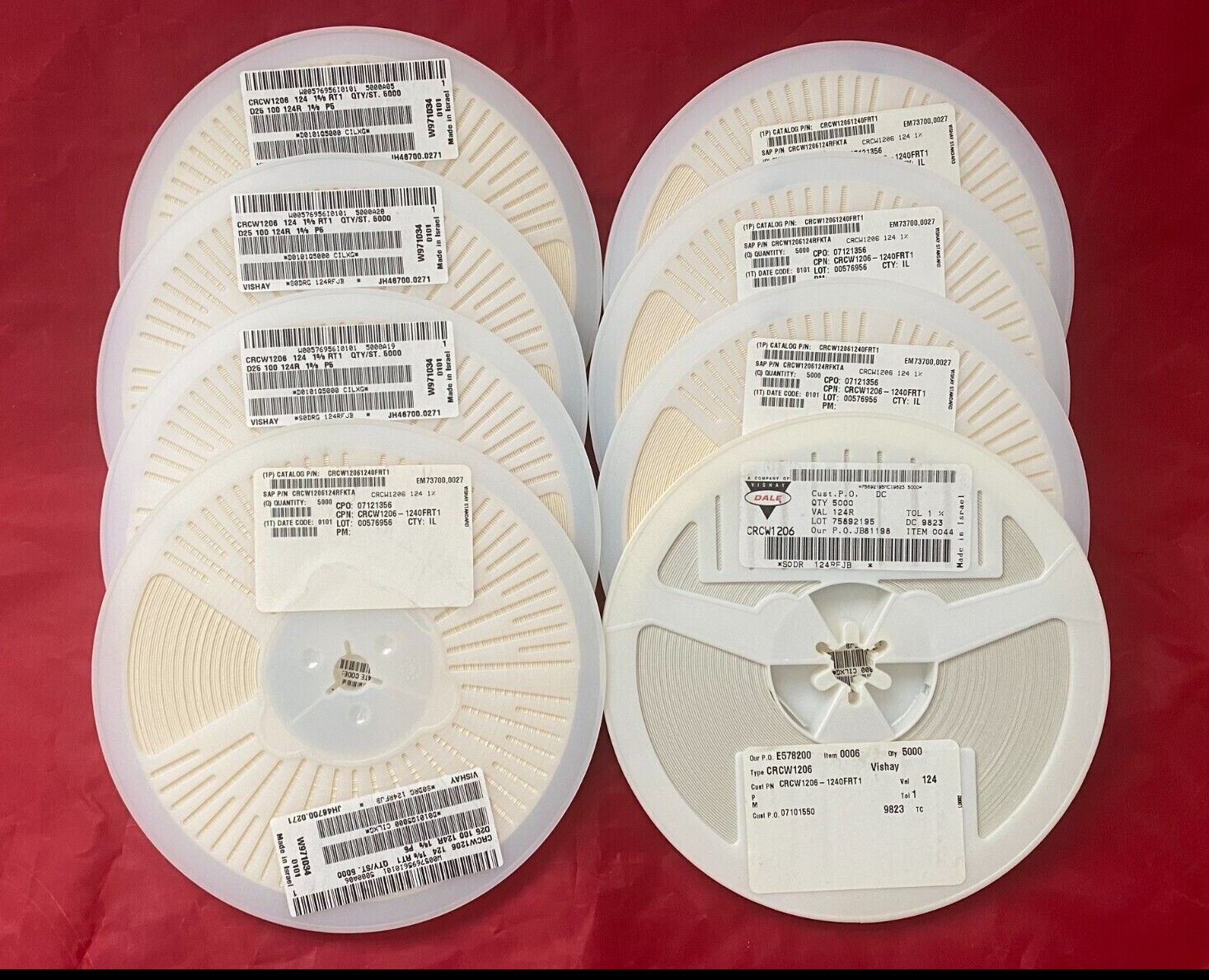 CRCW12061240FRT1, Vishay CRCW1206, SMD Resistor, 1206 124 Ω 1/4W 1% ...