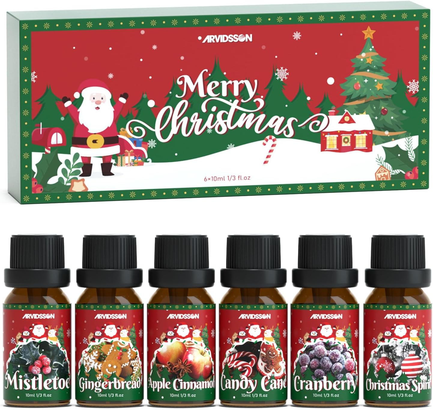 Christmas Fragrance Oil Set,  Holiday Essential Oils for Diffuser, Mistletoe, Gi