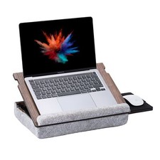 Laptop Tray Lap Desk with Cushion Adjustable Wooden Stand for Bed Walnut