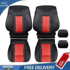 Fit Ford F150 Raptor Front 2010 to 14 Driver & Passenger Seat Covers Black & Red