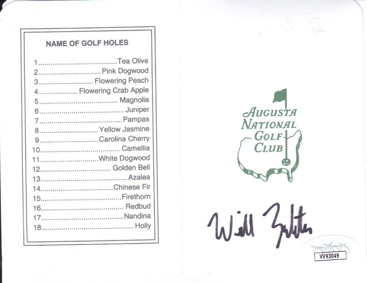 WILL ZALATORIS Signed Augusta National Scorecard JSA VV93049 