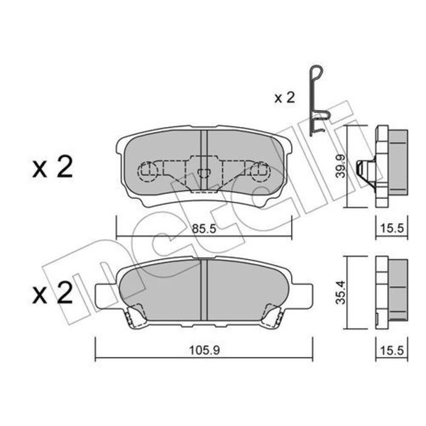 Metelli BremsbeläGe Hinten FüR Mitsubishi Lancer VII Jeep Patriot Compass-image