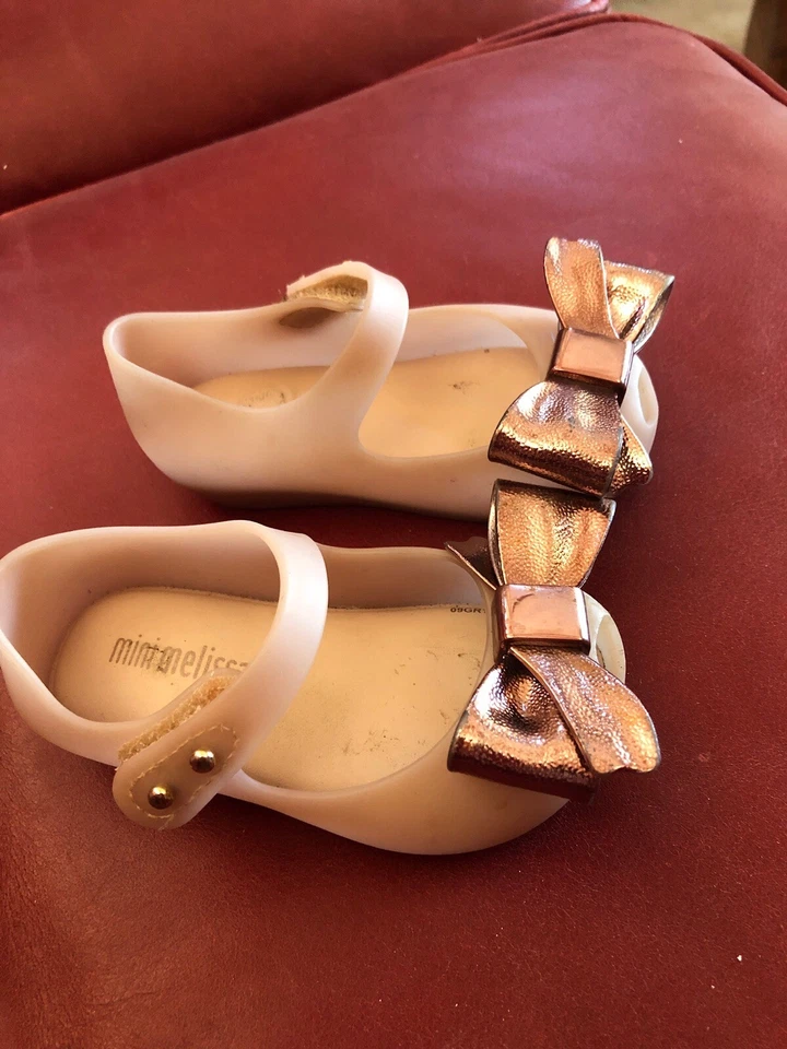 MINI MELISSA Toddler Girl's Pink Rose Gold Peep Toe Jelly Shoes Size 5 - Image 3 of 4