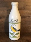 Vintage Italy Egizia Bird White Milk Glass Bottle Lidded 1L Hand Painted 10"