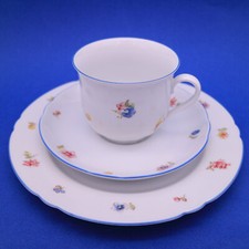 Burg Lindau Streublümchen blau Gedeck 3-tlg. Tasse, Untertasse & Kuchenteller