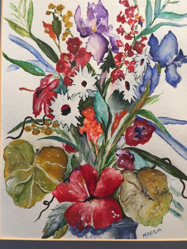 Vintage Aquarell Gouache Blumen Blumenstillleben Gemälde - Bild 2 von 6