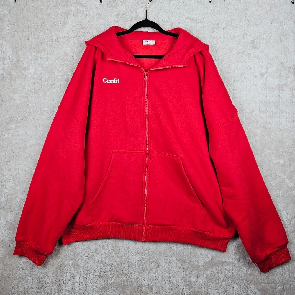 Comfrt Full Zip Hoodie Womens 2XL Red Weighted Fleece Mental Health Classic