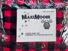 MAXI MOOSE FULL Size Soft Fleece Sheet Set 4-pc Buffalo Plaid Set