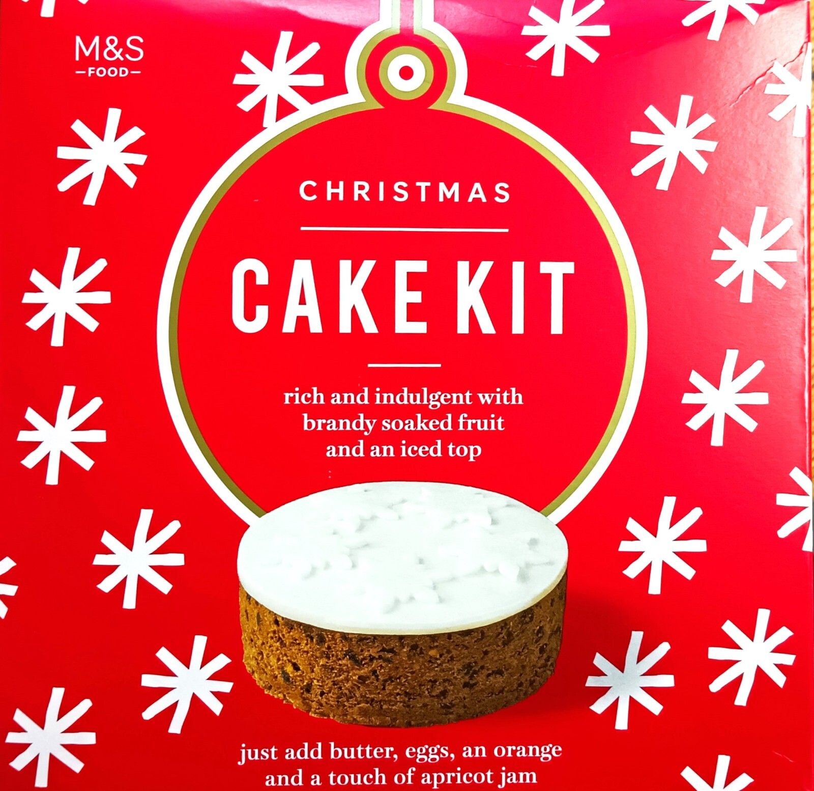 Christmas Cake Kit M&S Food 1.38kg Soaked Fruit & Iced Top for Xmas