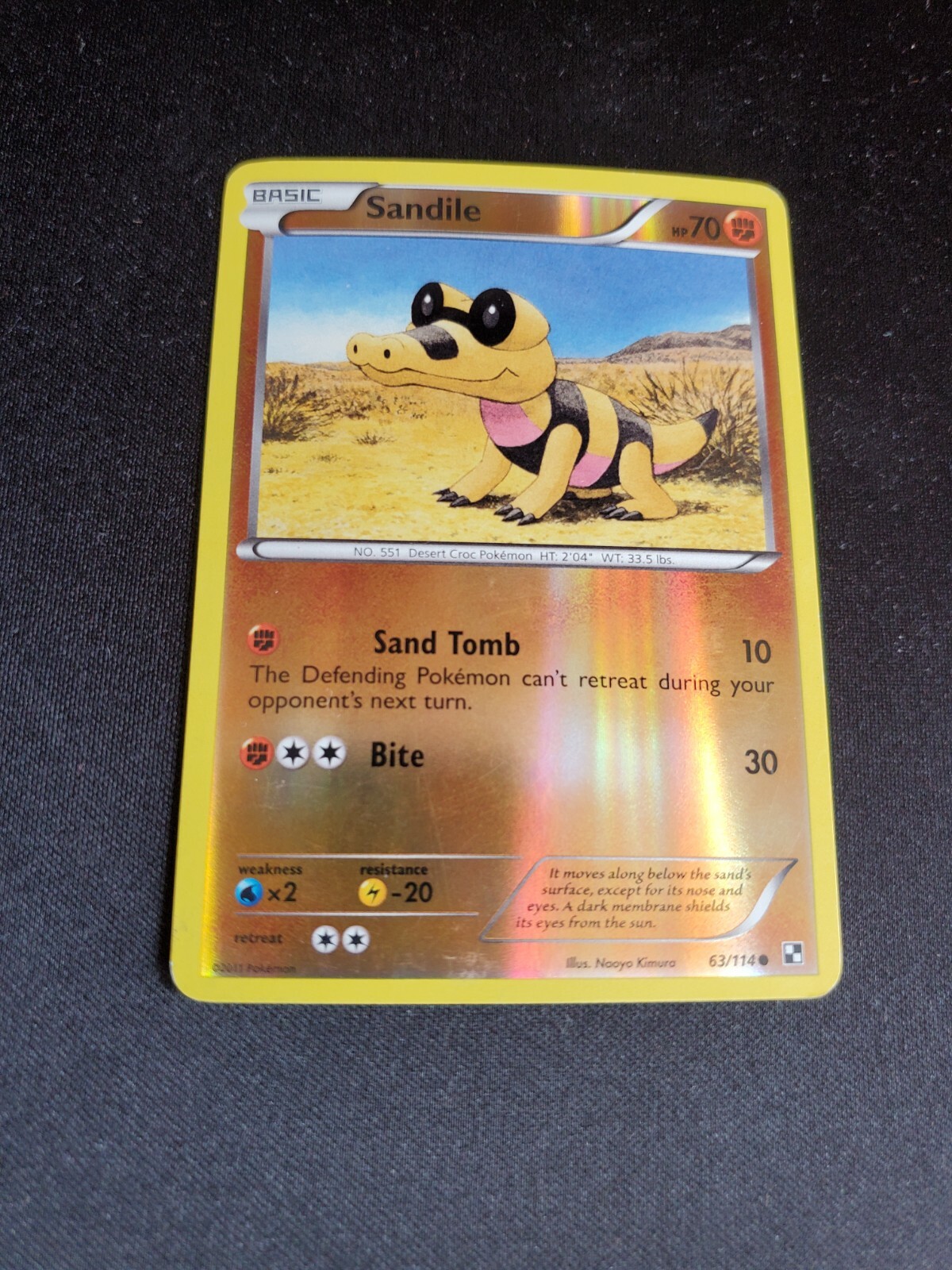 Sandile - 2011 Pokémon Black & White Reverse Holo #63/114 - LP - FREE SHIPPING