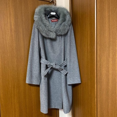 Max Mara Long Coat with Fur Made in Italy | eBay