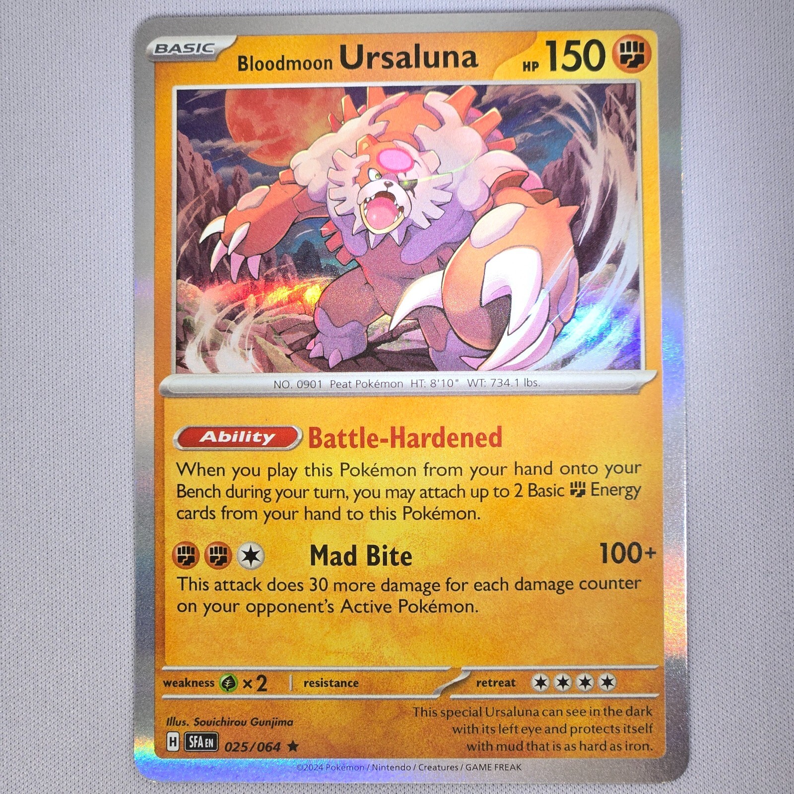 Bloodmoon Ursaluna 025/064 Shrouded Fable Holo Rare Pokemon Card TCG English NM