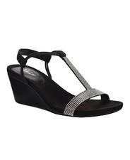 Black/Silver women  s wedges