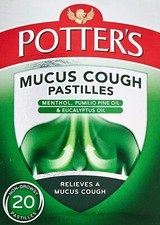 Potters Mucus Cough Pastilles - Cough & Cold Relief - Non Drowsy - 20 Pastilles