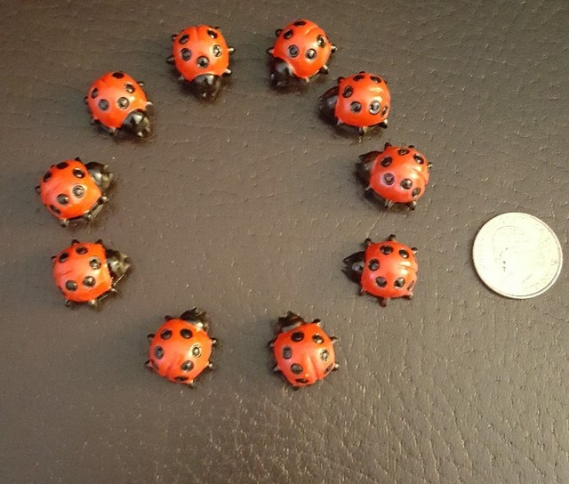 10 Lady Bugs Ladybugs Fridge 1/2 Inch Colorful Cute